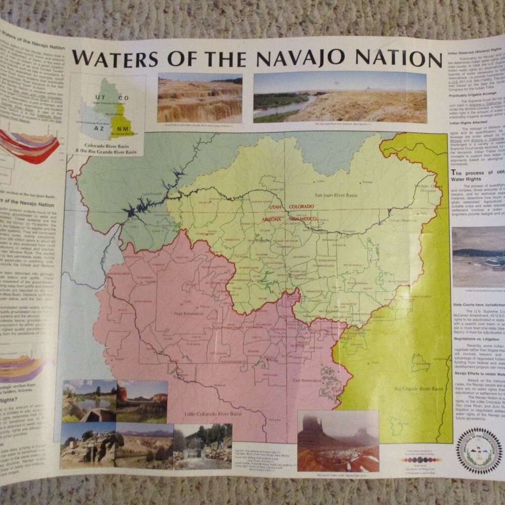Vtg Dept. Of Water Resources 'Waters Of The Navajo Nation' Map - Condition Issue